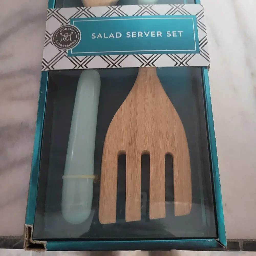 Modern Expressions Wooden Salad Server set Fork and Spoon Set
